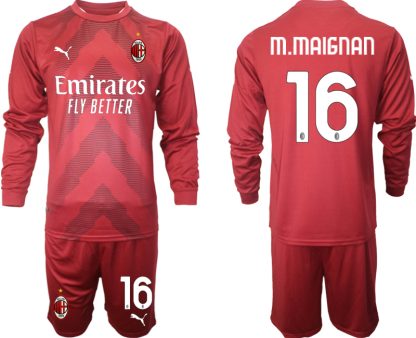 M.MAIGNAN #16 AC Milan Målvaktströja Herr 2023 Fotbollströja Långärmad + Korta byxor