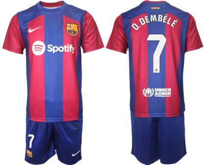 Fotbollströjor Billigt FC Barcelona Hemma tröja Herr 2023-24 med tryck O.DEMBÉLÉ 7